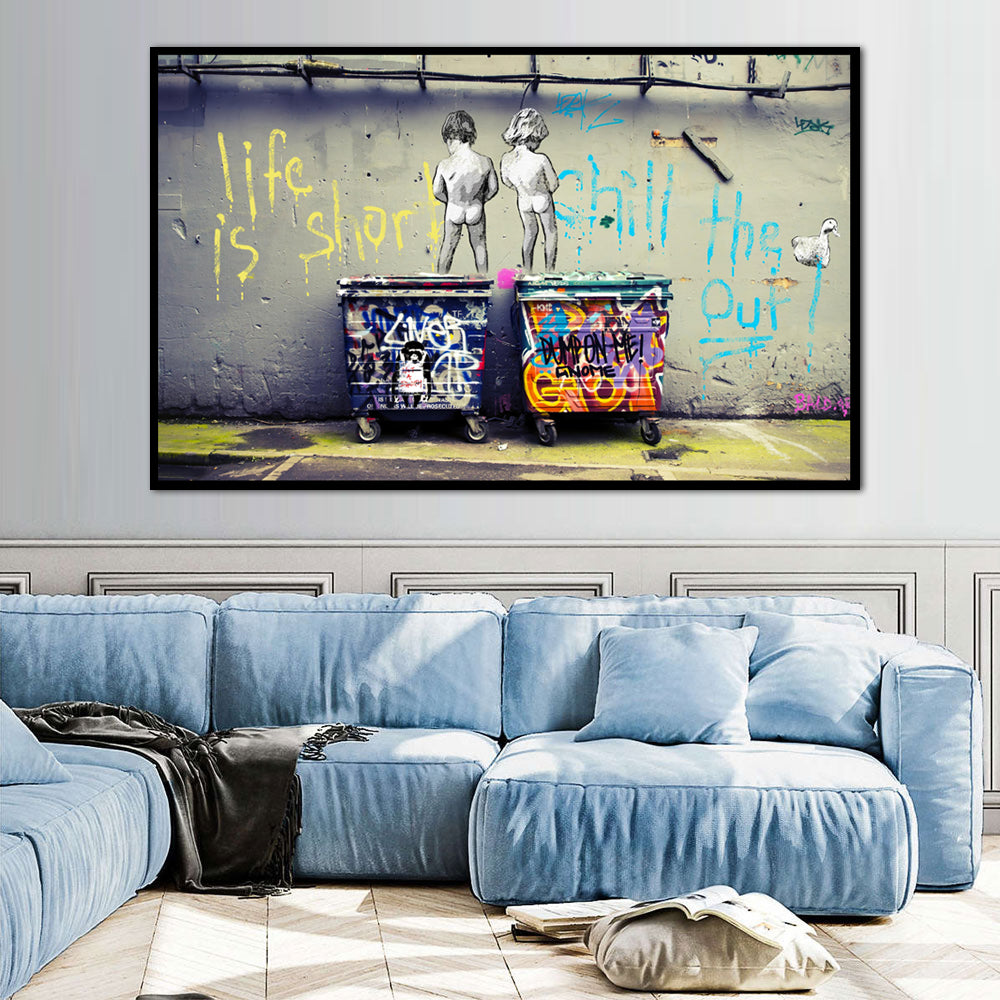 Banksy Life is Short Graffiti Canvas Wall Art