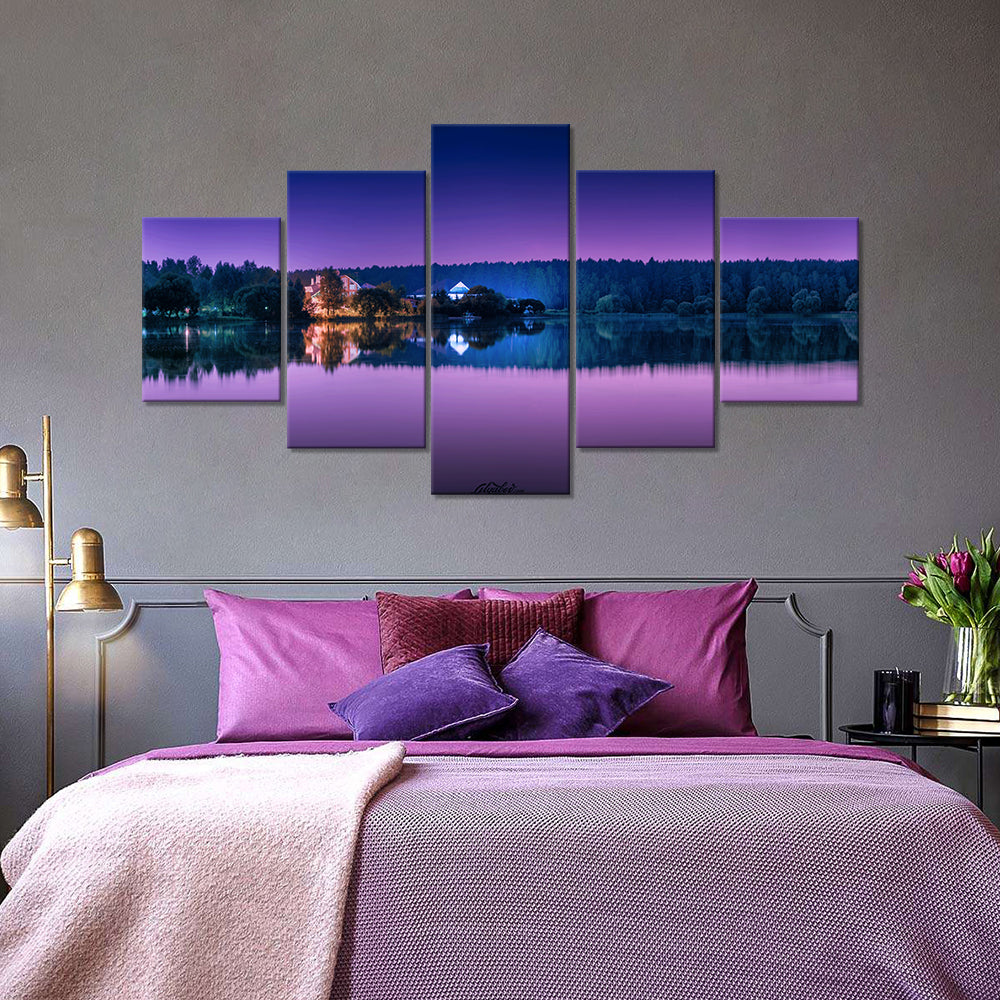 Purple Lake Reflection Canvas Wall Art