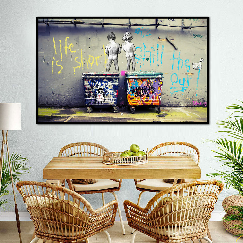 Banksy Life is Short Graffiti Canvas Wall Art