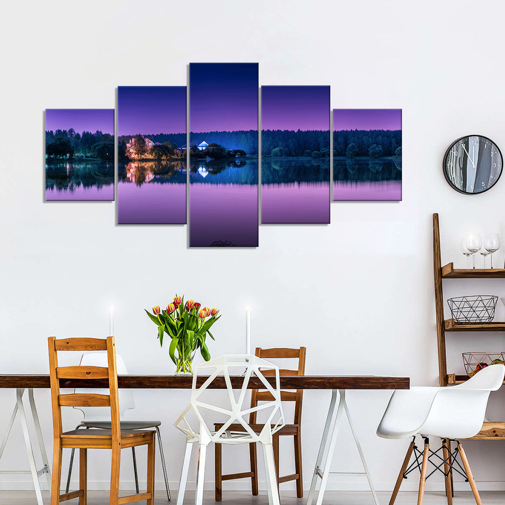 Purple Lake Reflection Canvas Wall Art