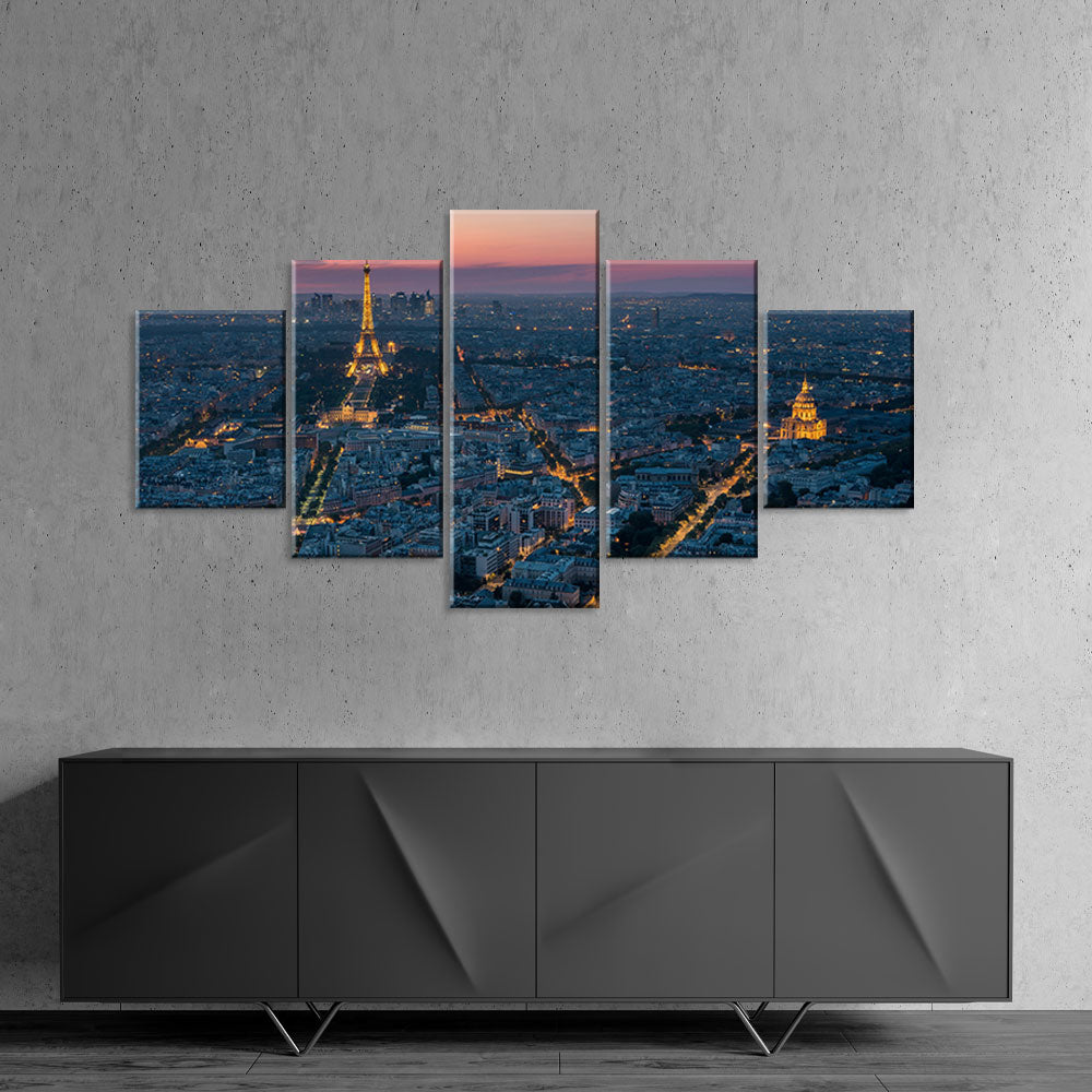 Paris Cityscape Night View Canvas Wall Art