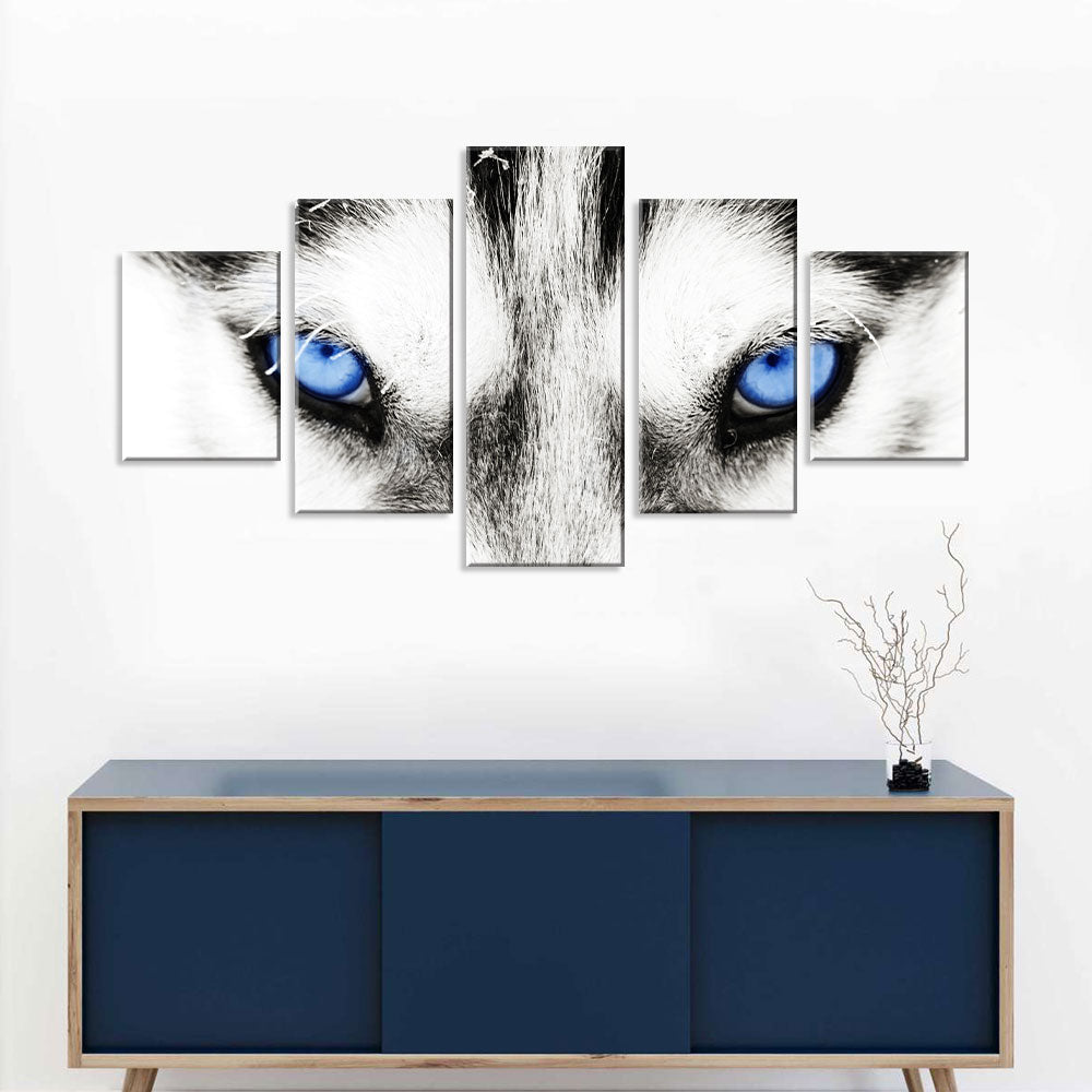 White Wolf with Blue Eyes Canvas Wall Art