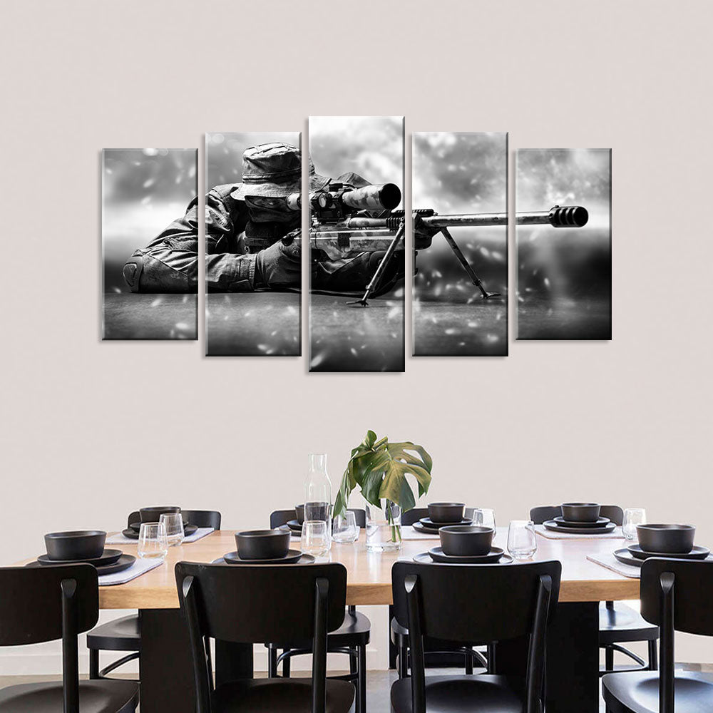 5 Piece Sniper in Position Canvas Wall Art