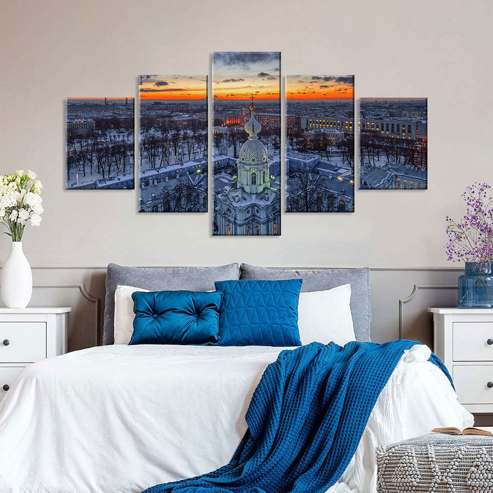 Smol'nyy Cathedral in Sunset Canvas Wall Art