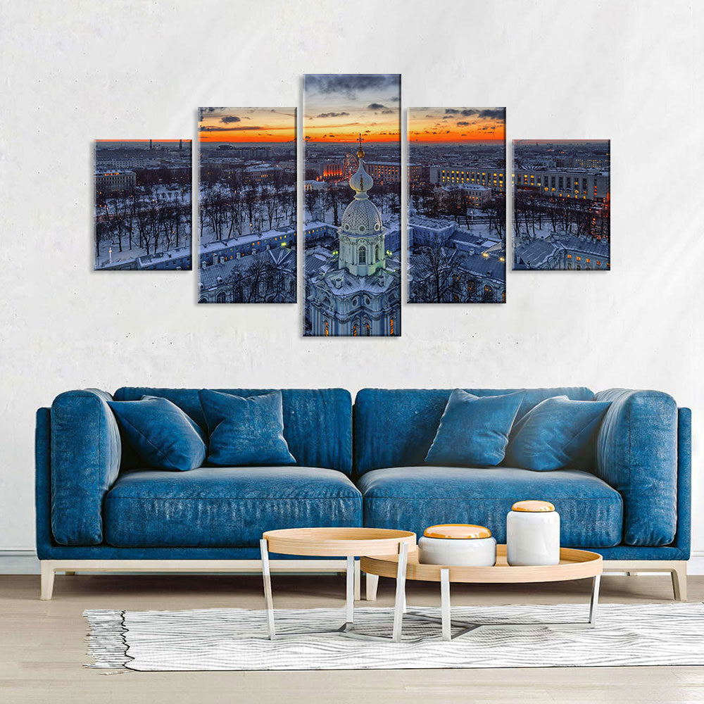 Smol'nyy Cathedral in Sunset Canvas Wall Art