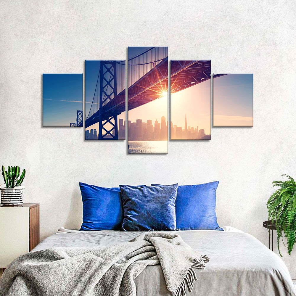 Golden Gate Bridge in sunset canvas wall art