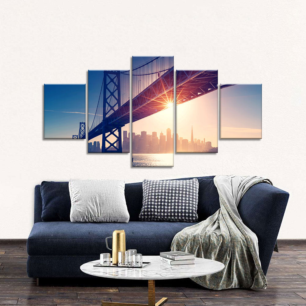 Golden Gate Bridge in sunset canvas wall art