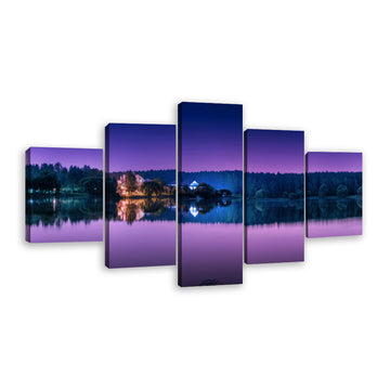 Purple Lake Reflection Canvas Wall Art