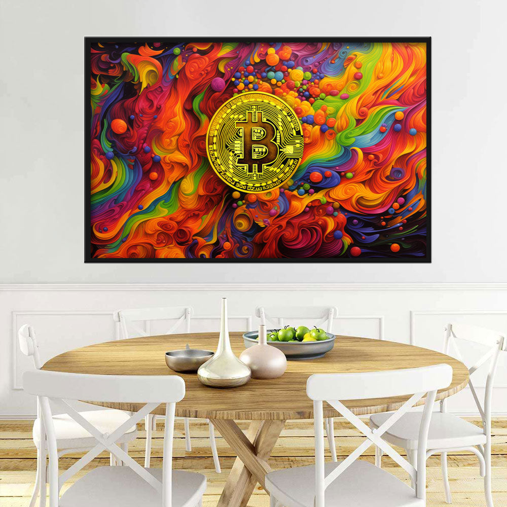  Colorful Bitcoin Canvas Wall Art