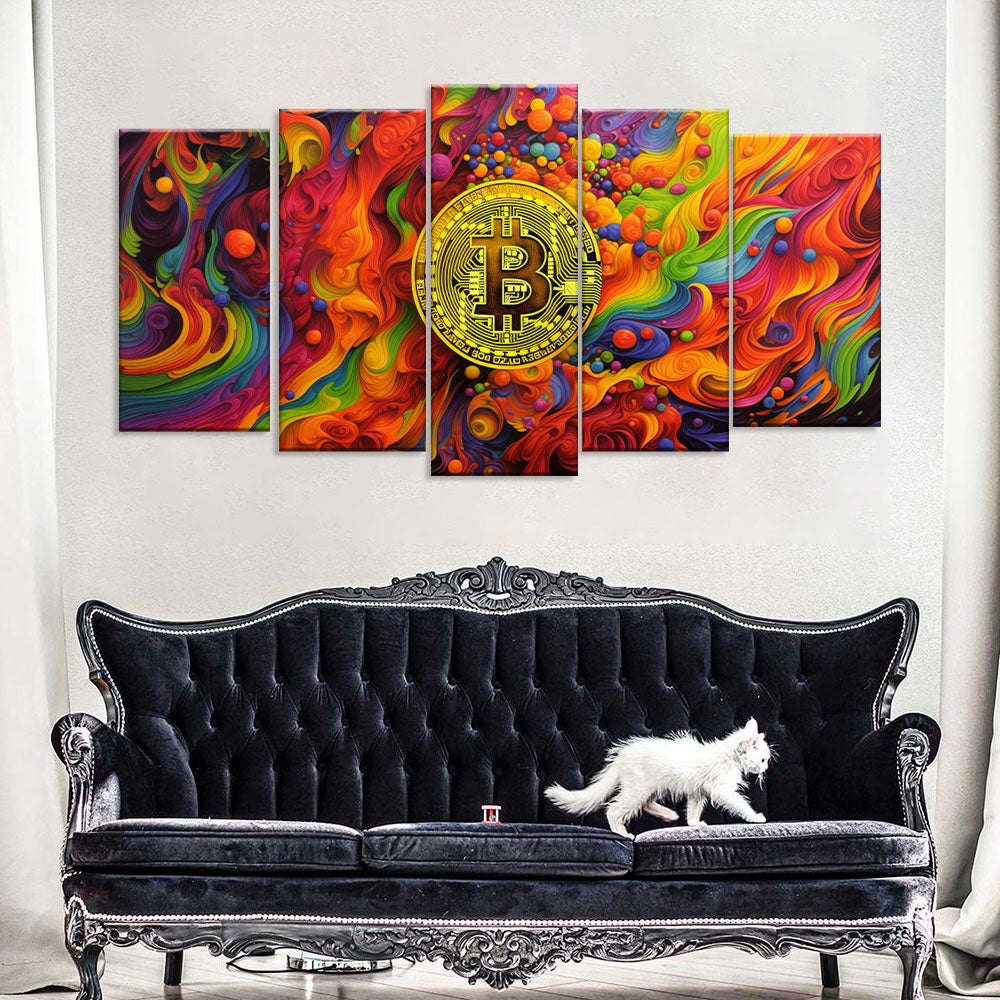  Colorful Bitcoin Canvas Wall Art