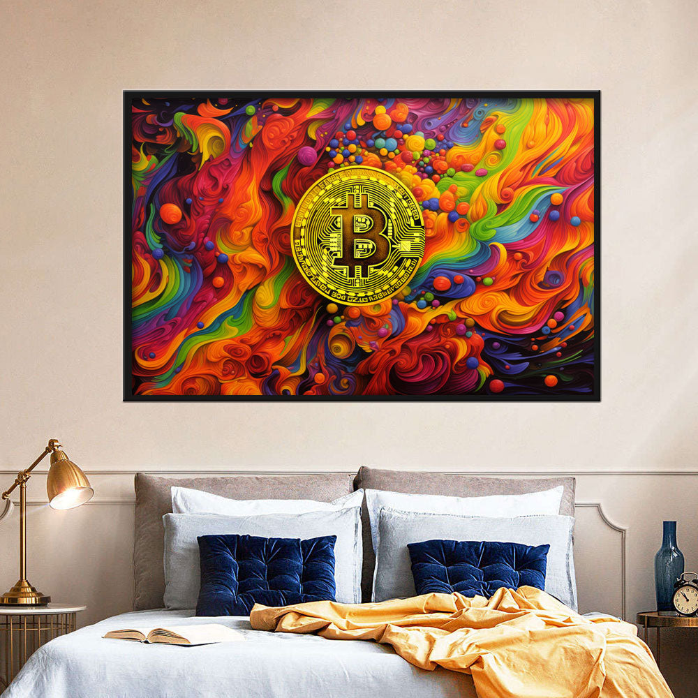  Colorful Bitcoin Canvas Wall Art