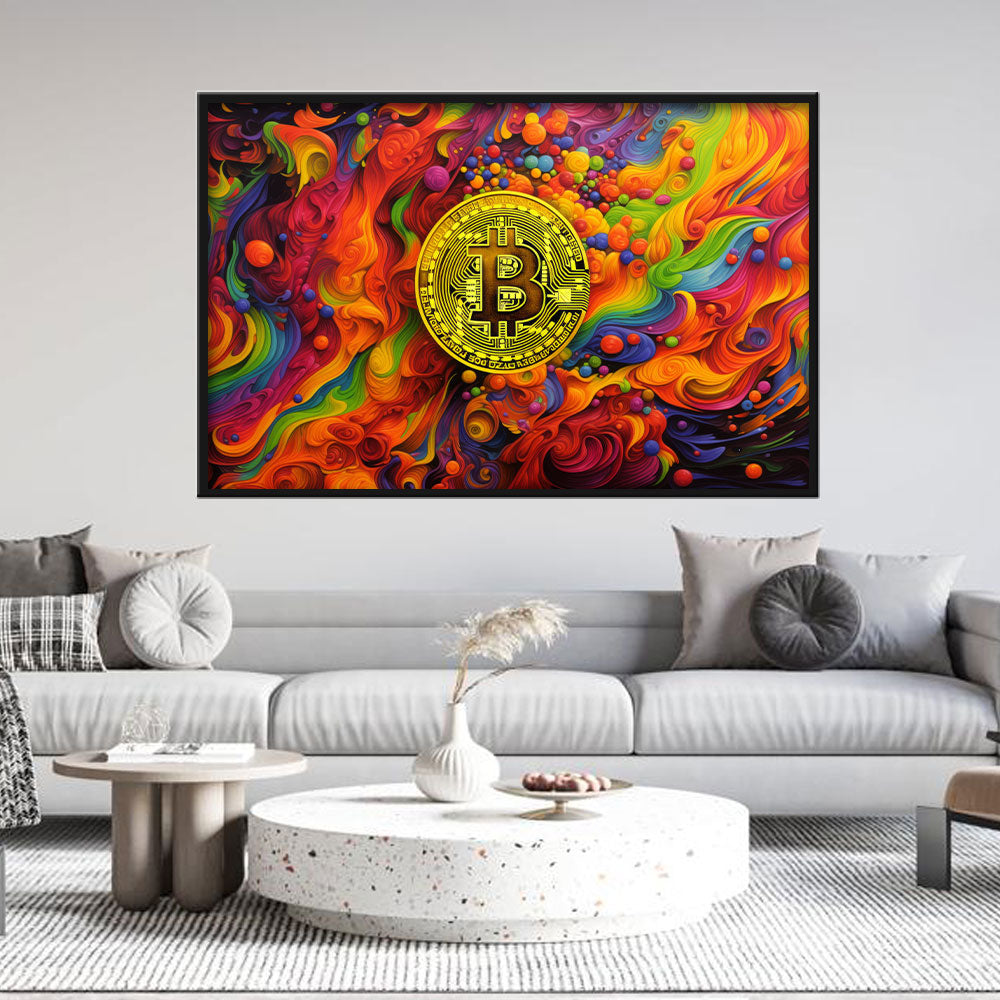  Colorful Bitcoin Canvas Wall Art