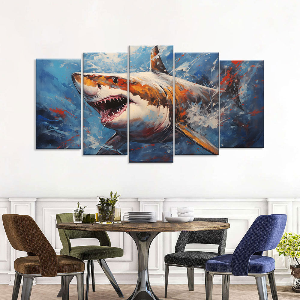 Watercolor Great White Shark Canvas Wall Art