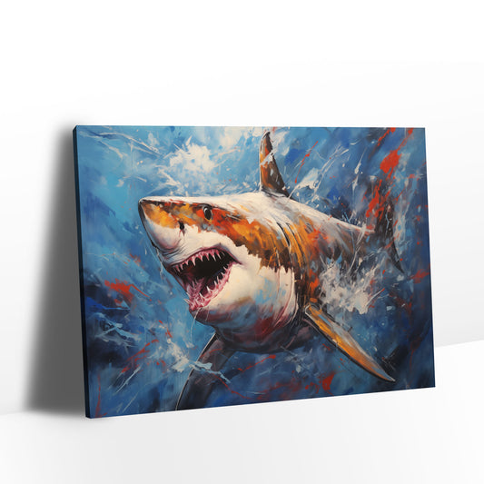 Watercolor Great White Shark Canvas Wall Art