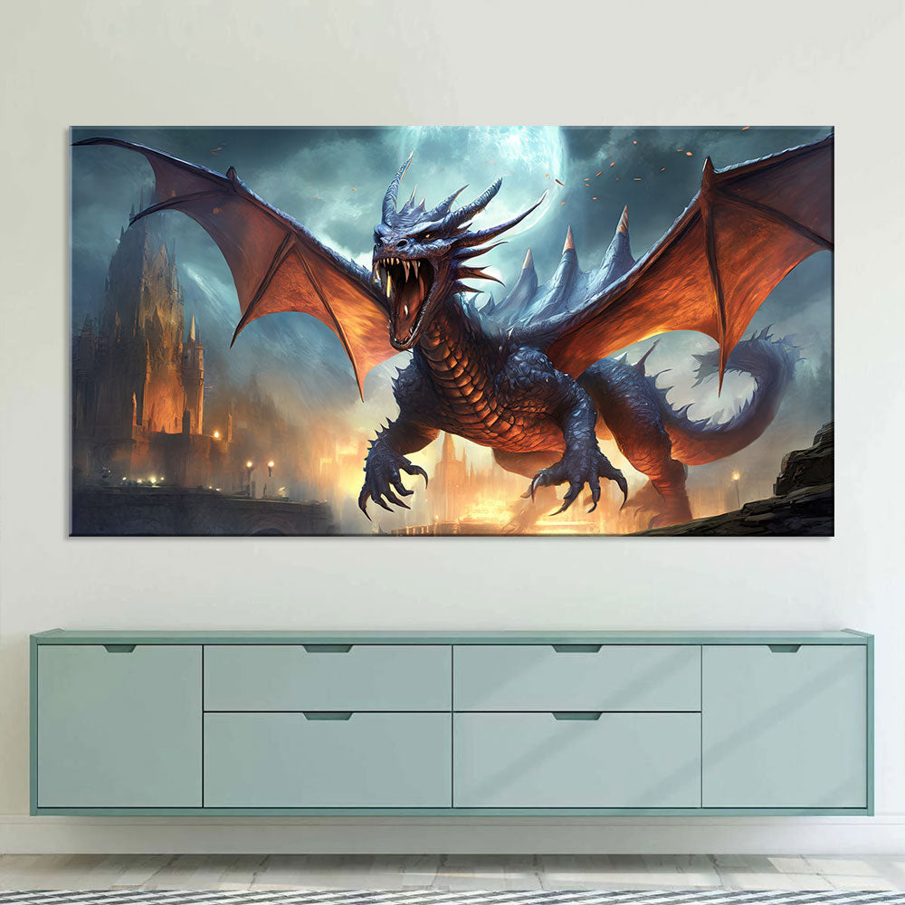 Roaring Dragon Canvas Wall Art
