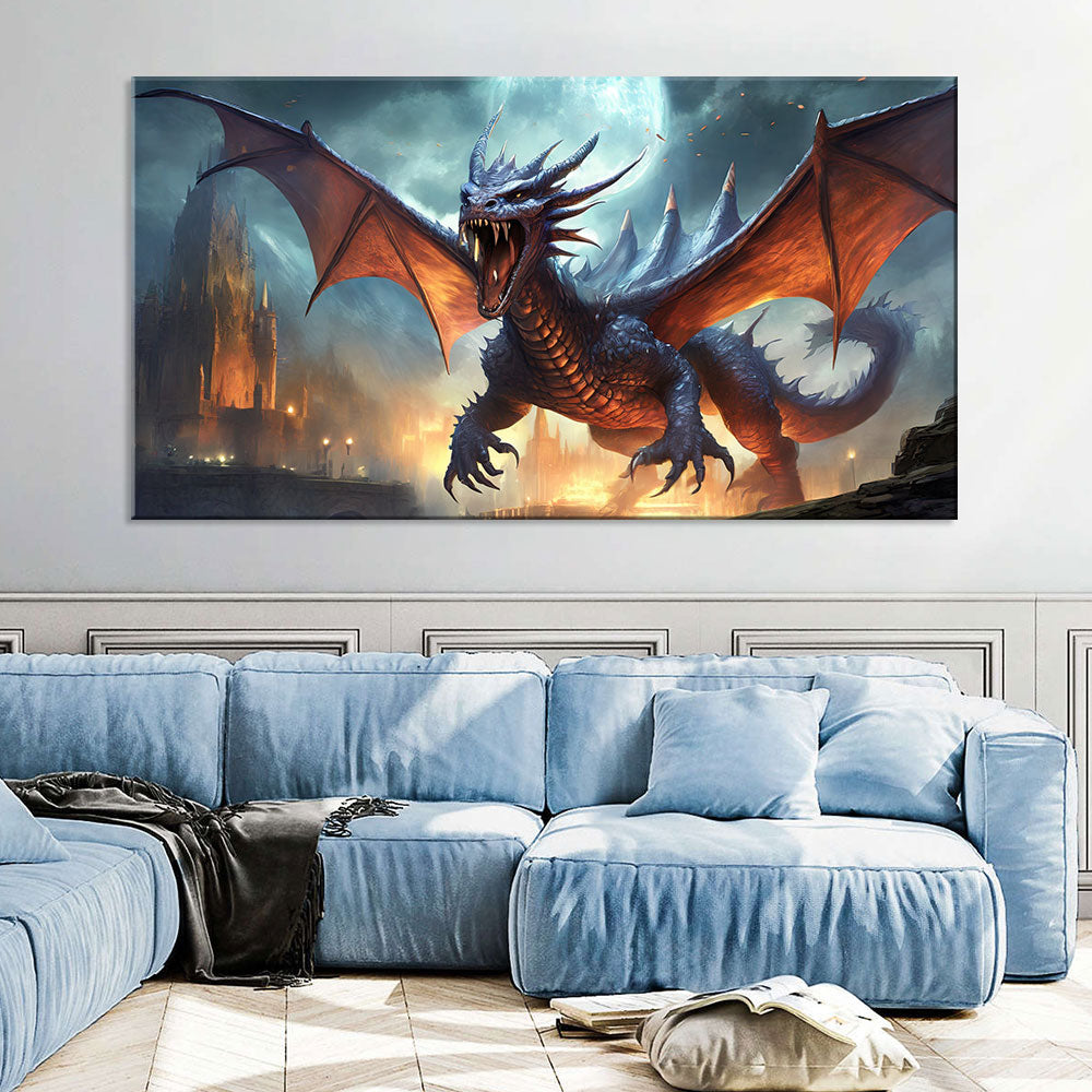 Roaring Dragon Canvas Wall Art