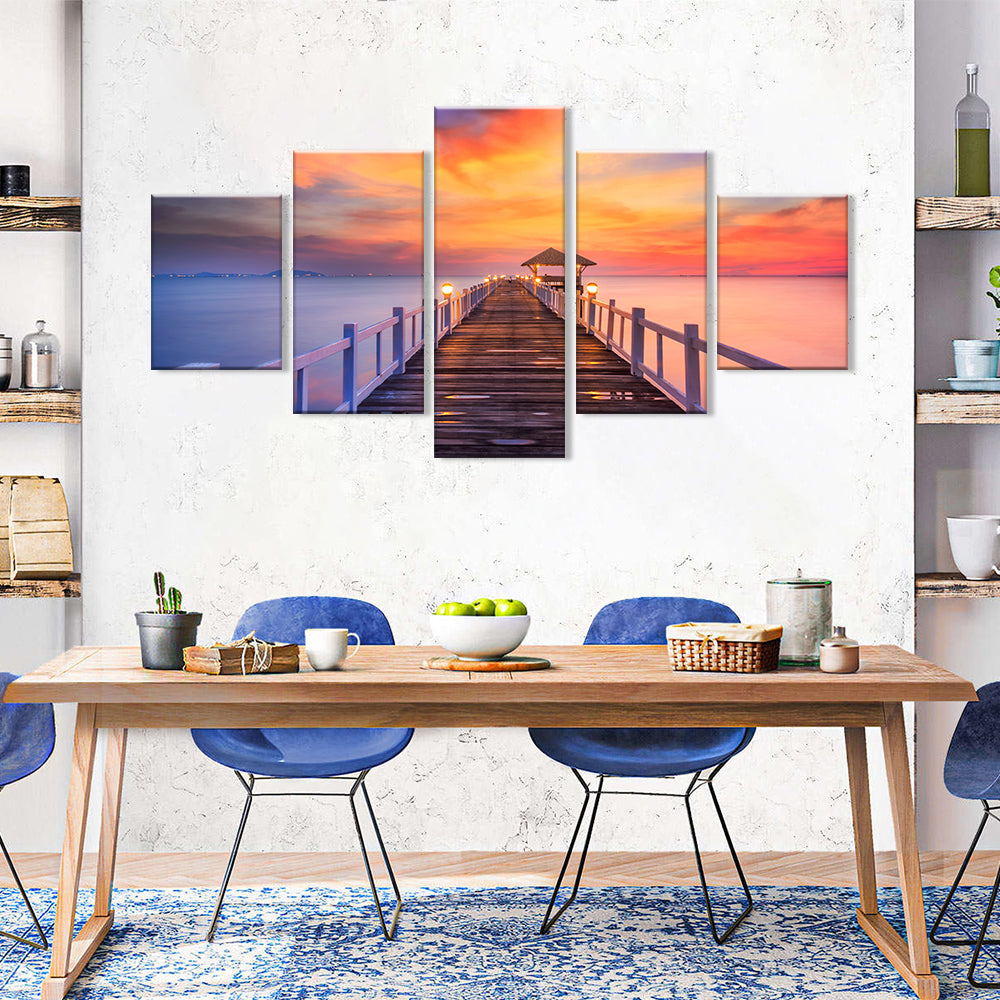  Colorful Sunset Pier canvas wall art