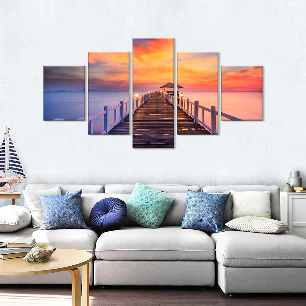  Colorful Sunset Pier canvas wall art