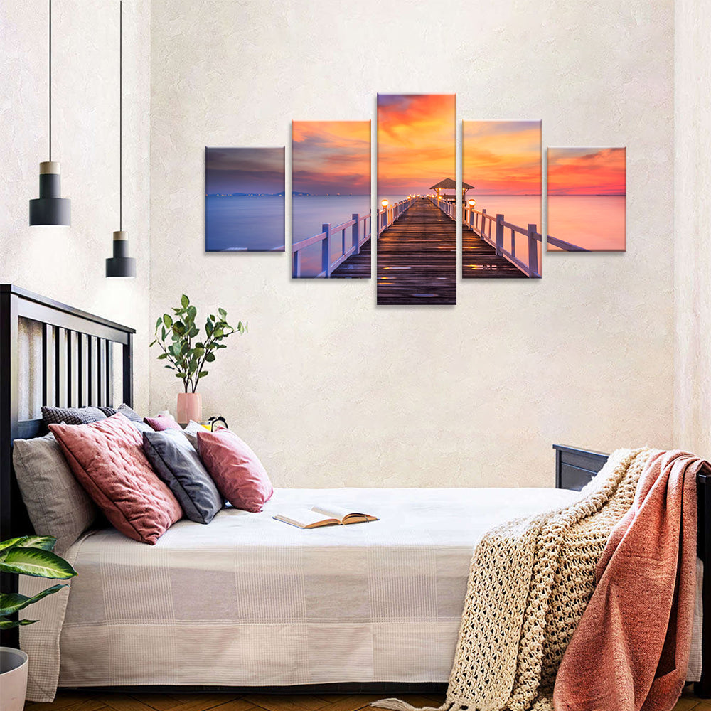  Colorful Sunset Pier canvas wall art