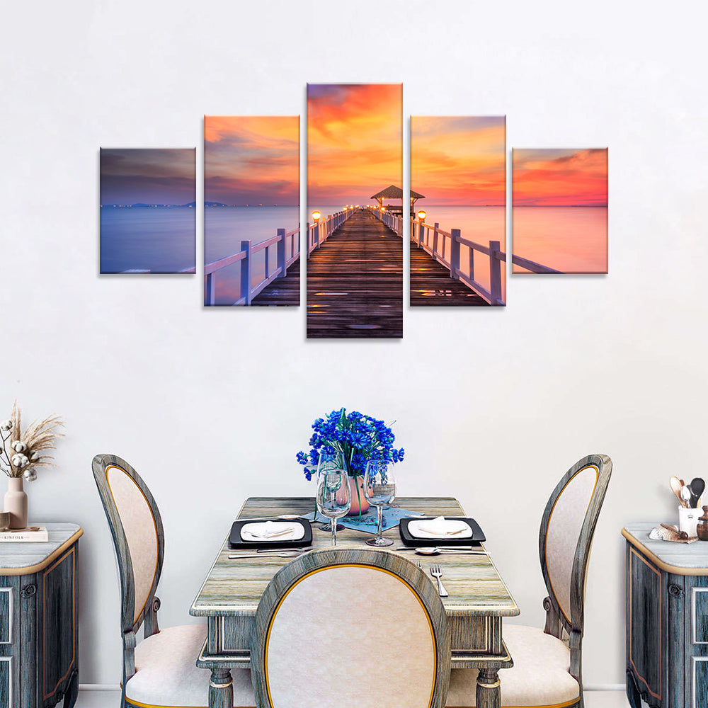  Colorful Sunset Pier canvas wall art