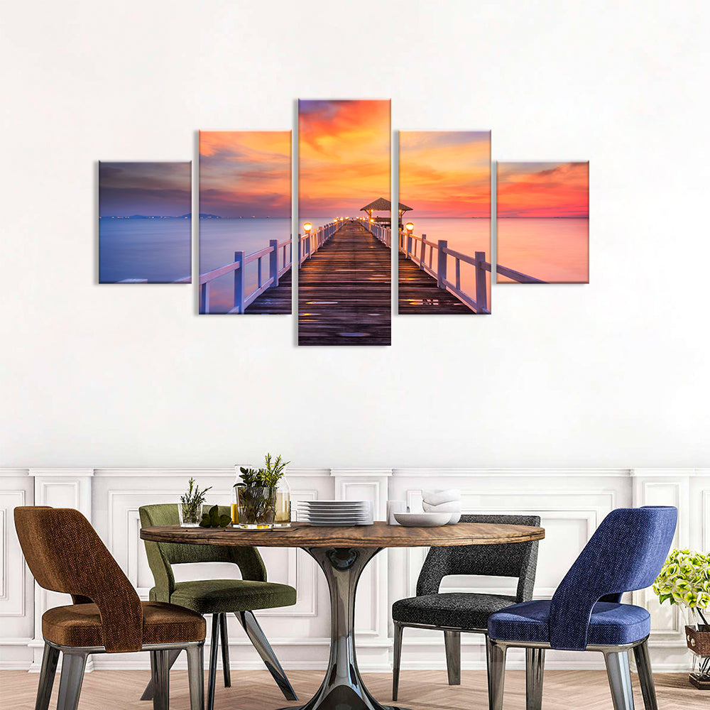  Colorful Sunset Pier canvas wall art