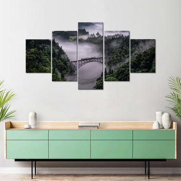 Tadami Line in Misty Forest Canvas Wall Art