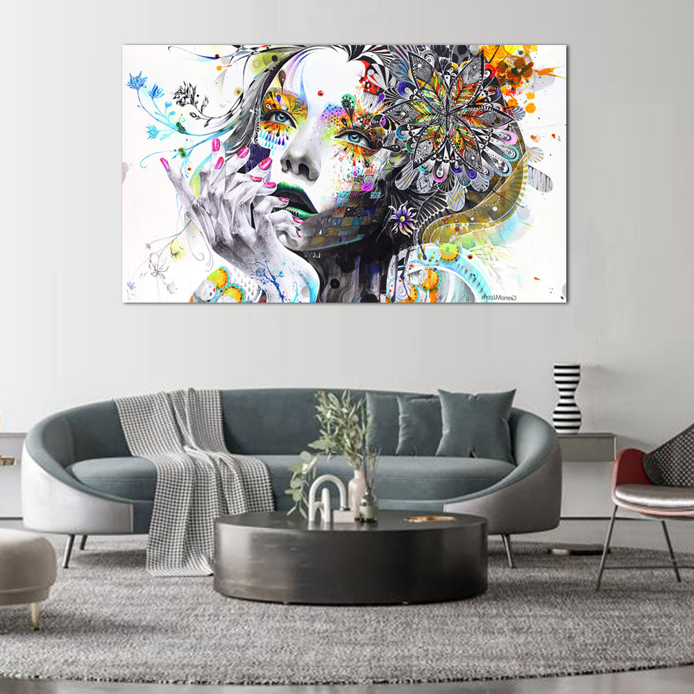 Colorful Abstract Woman Canvas Wall Art