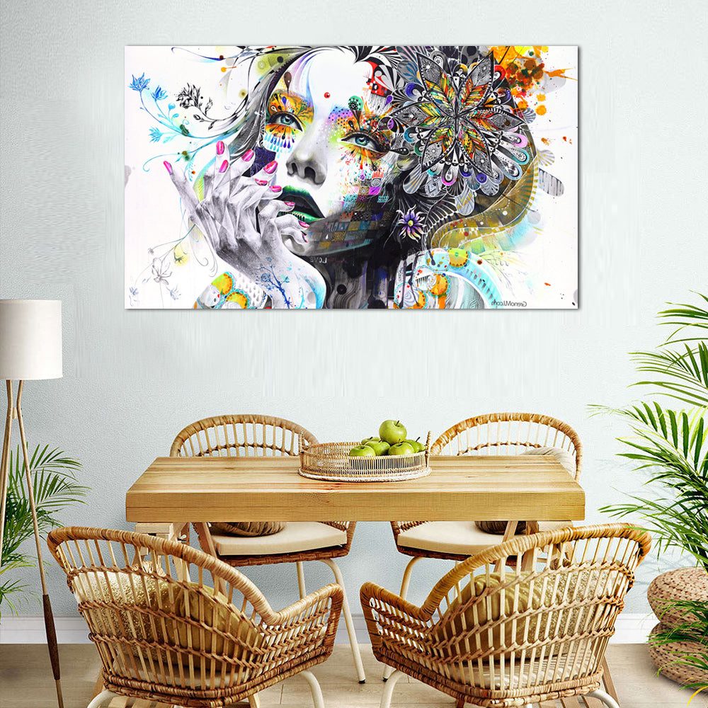 Colorful Abstract Woman Canvas Wall Art