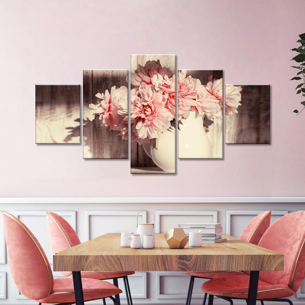 Bright Peonies in a Vase canvas wall art