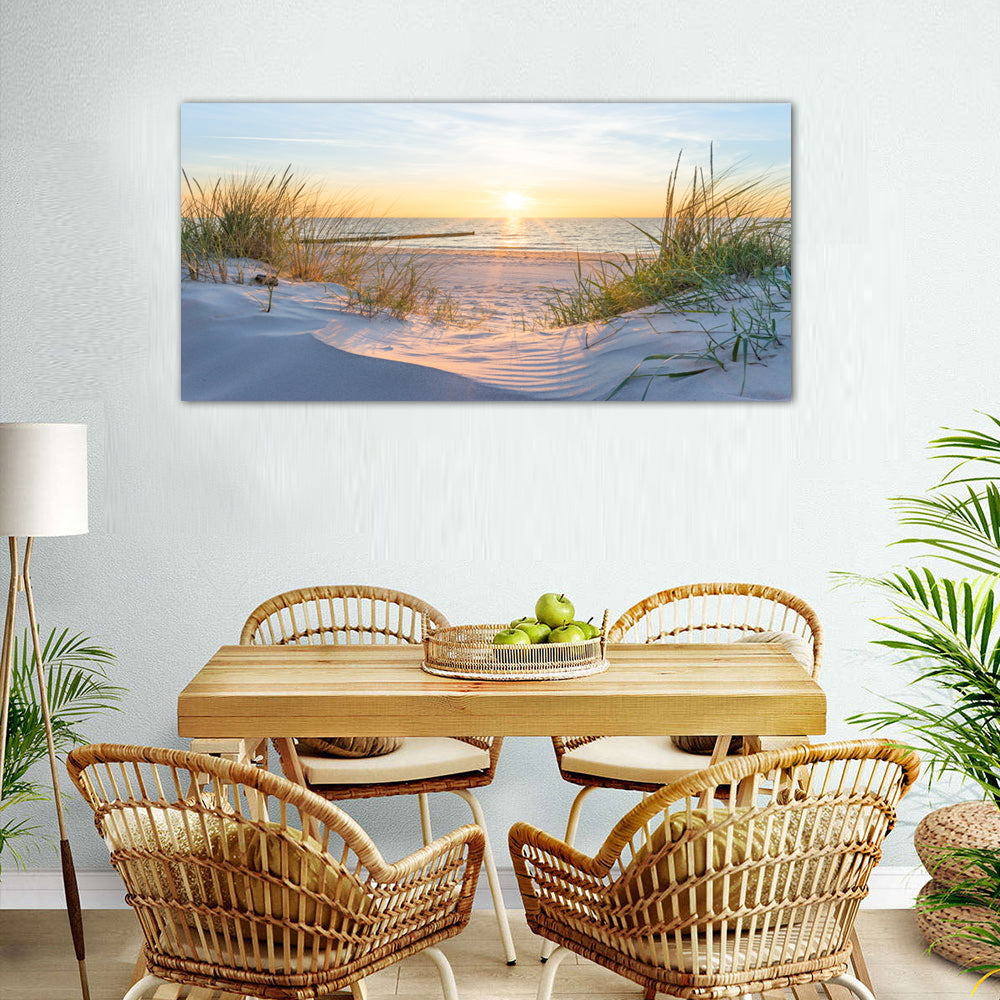 Sunset Beach Dunes Canvas Wall Art