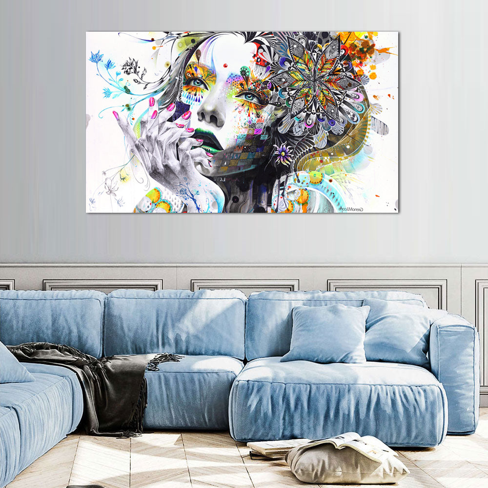 Colorful Abstract Woman Canvas Wall Art