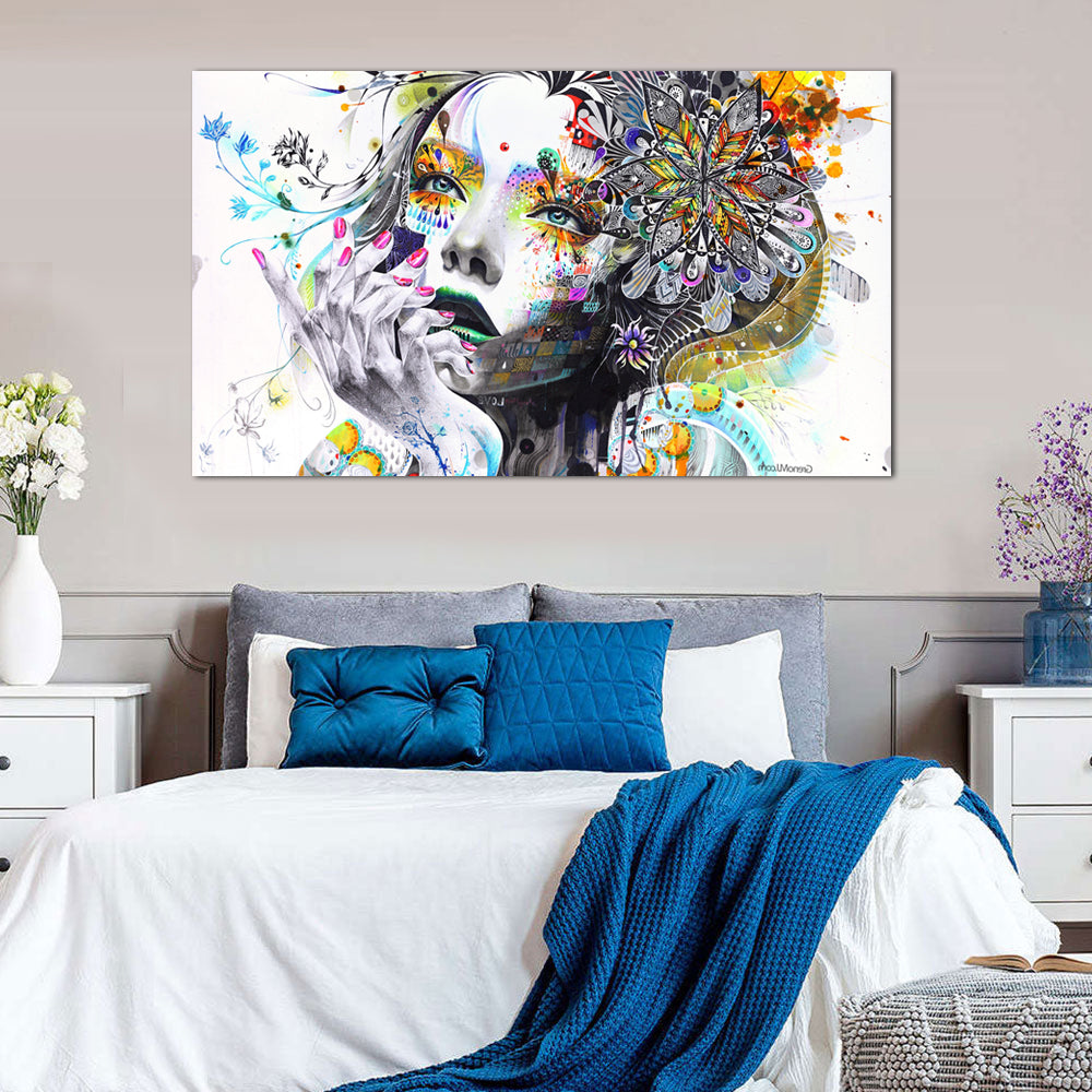 Colorful Abstract Woman Canvas Wall Art