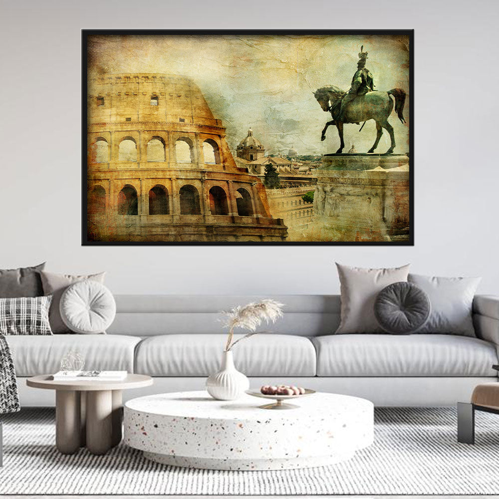 Vintage Rome Colosseum Canvas Wall Art