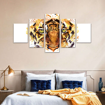 Abstract Watercolor Tiger Face Canvas Wall Art