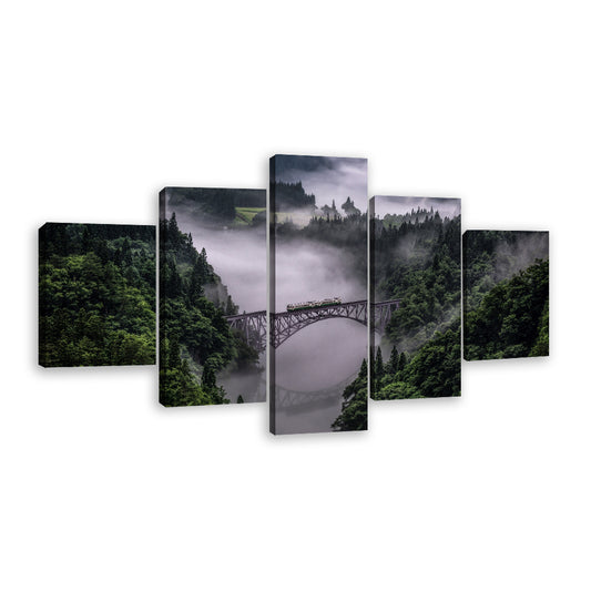 Tadami Line in Misty Forest Canvas Wall Art