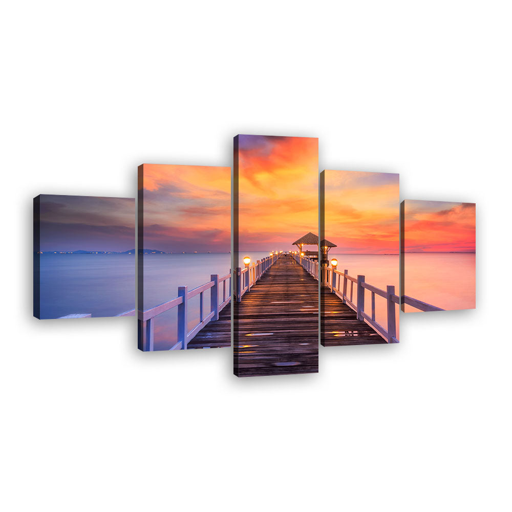  Colorful Sunset Pier canvas wall art