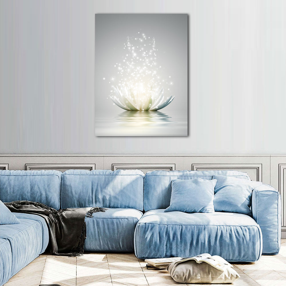 Illuminated Lotus Flower Canvas Wall Art