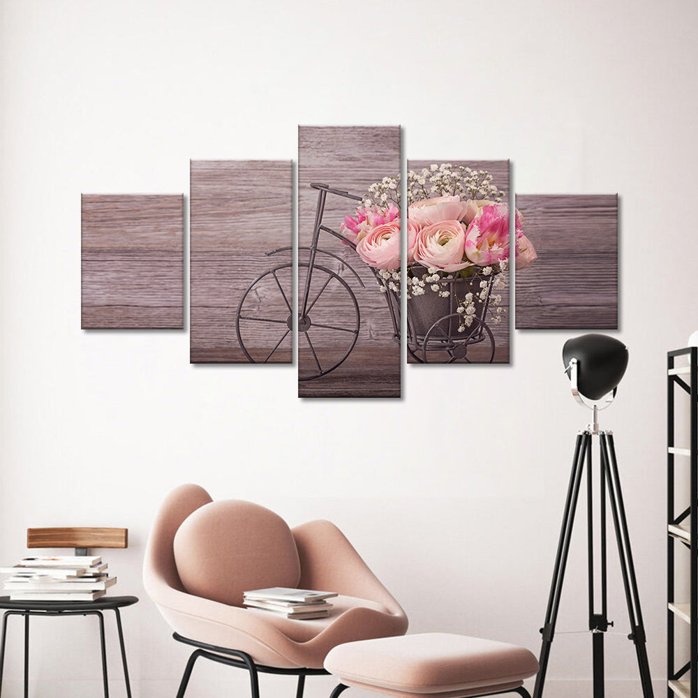 Ranunculus Flowers in Bicycle Vase canvas wall art