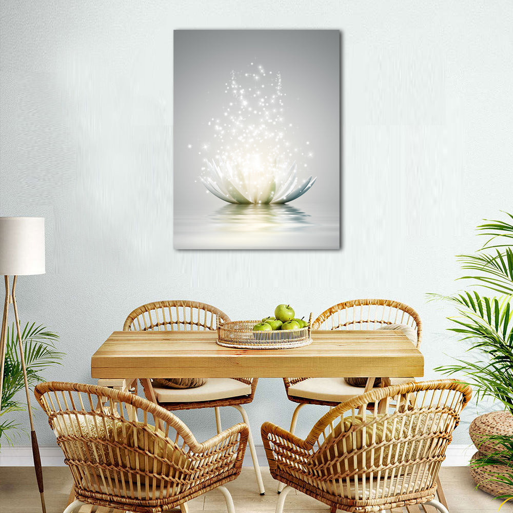 Illuminated Lotus Flower Canvas Wall Art