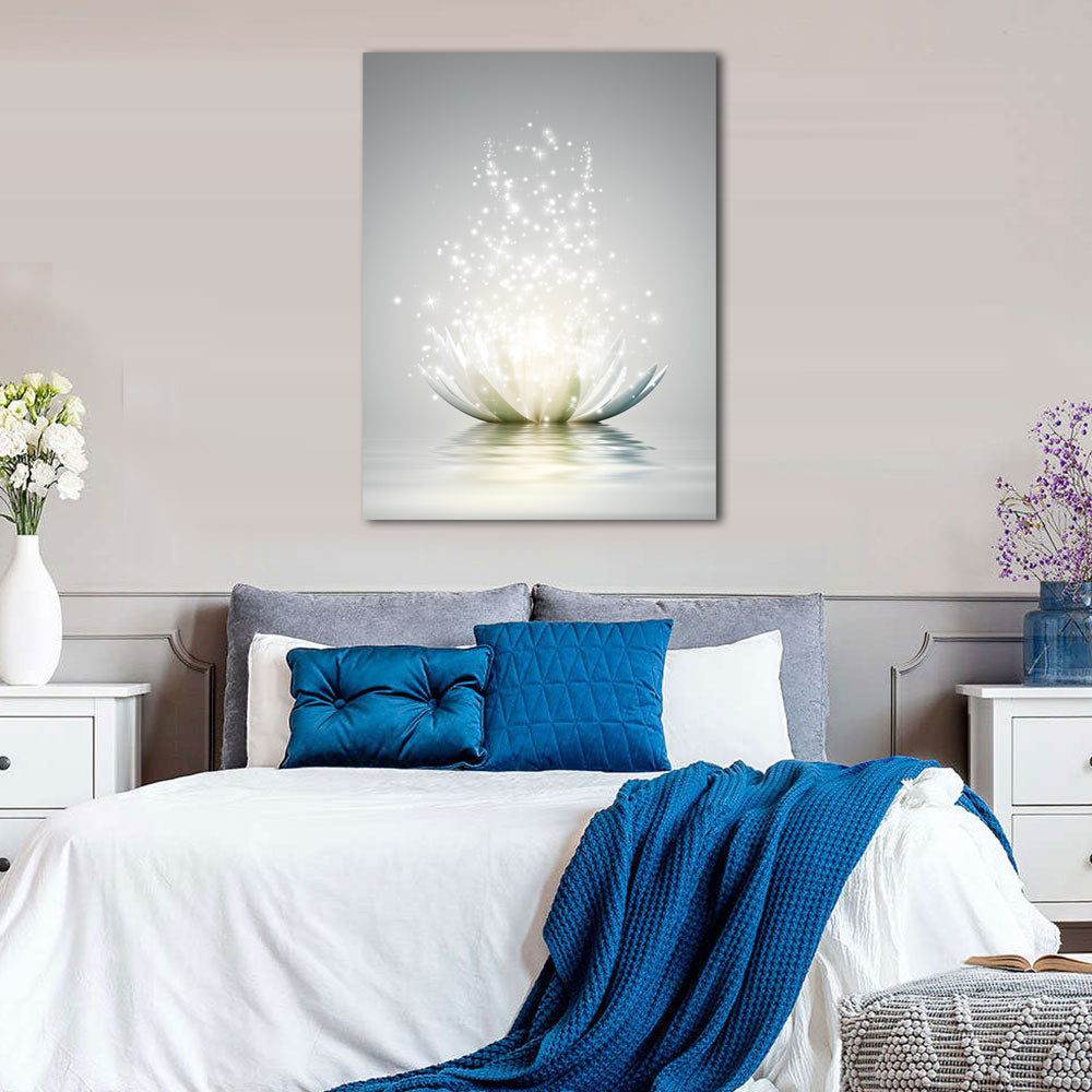 Illuminated Lotus Flower Canvas Wall Art