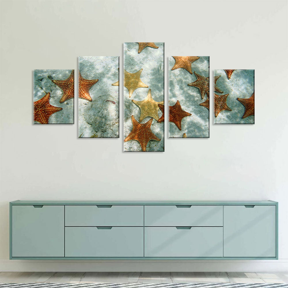Starfishes on Seabed Canvas Wall Art