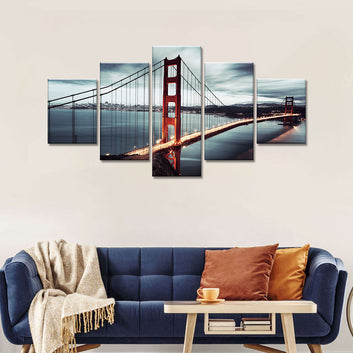 Golden Gate Bridge in Storm Clouds Canvas Wall Art