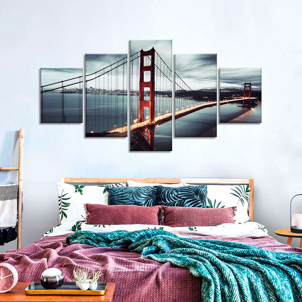 Golden Gate Bridge in storm clouds canvas wall art