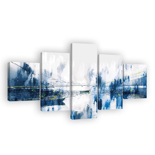 Abstract Blue & White Lake Canvas Wall Art