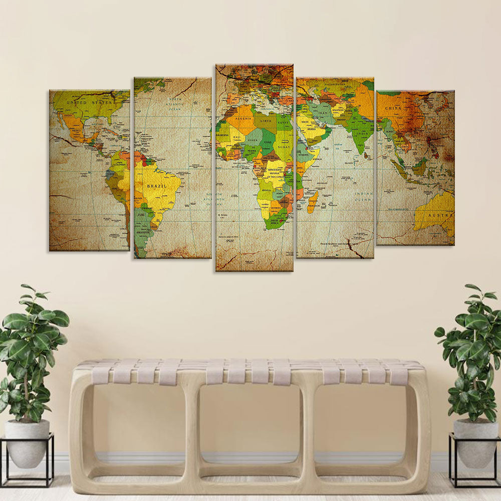 Geography World Map Canvas Wall Art