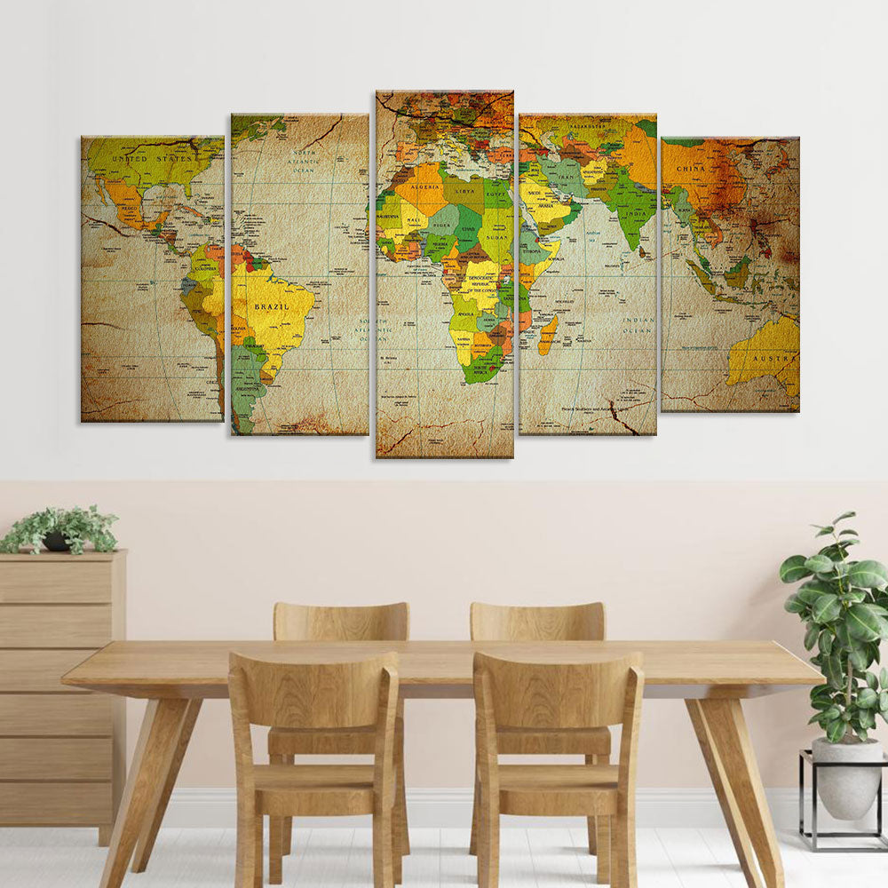 Geography World Map Canvas Wall Art