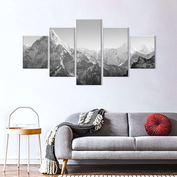 Black & White Snow Mountain Canvas Wall Art