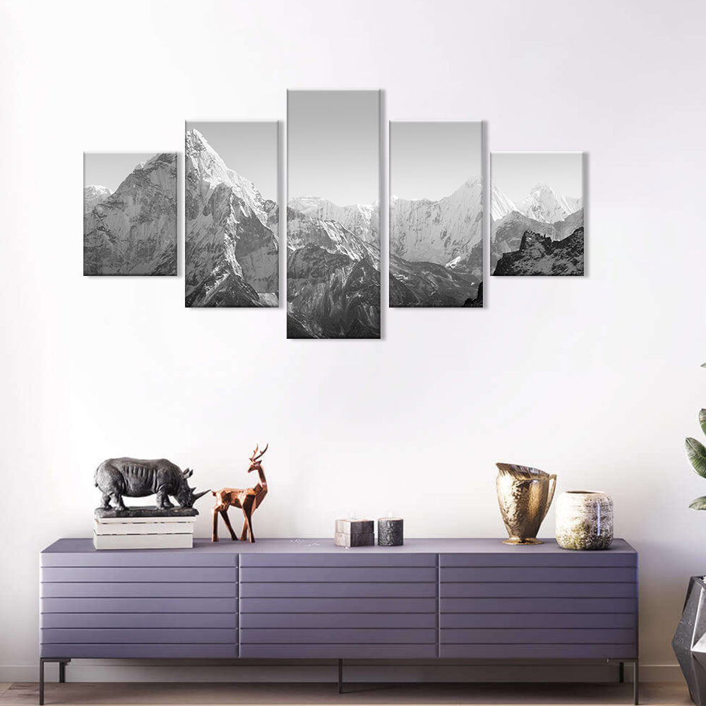 Black and White Snow Mountain canvas wall art