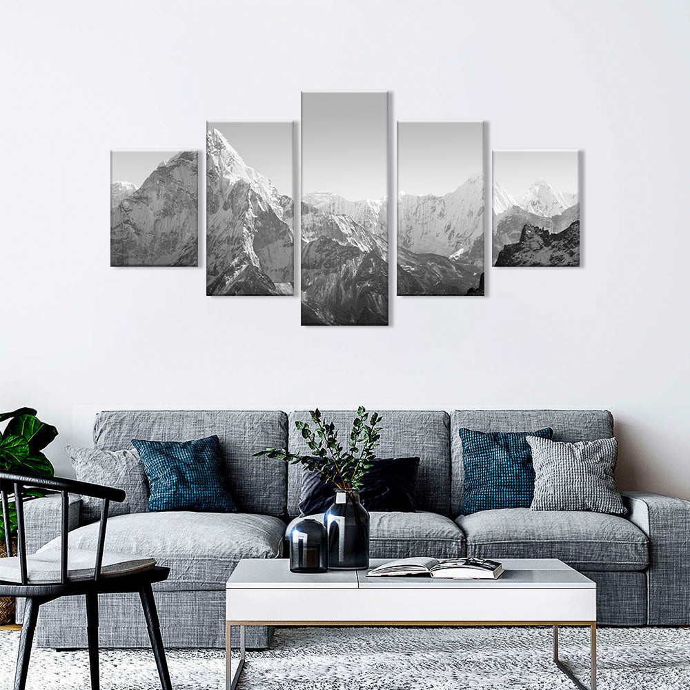 Black and White Snow Mountain canvas wall art