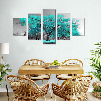 Turquoise Tree 5-Piece Canvas Wall Art